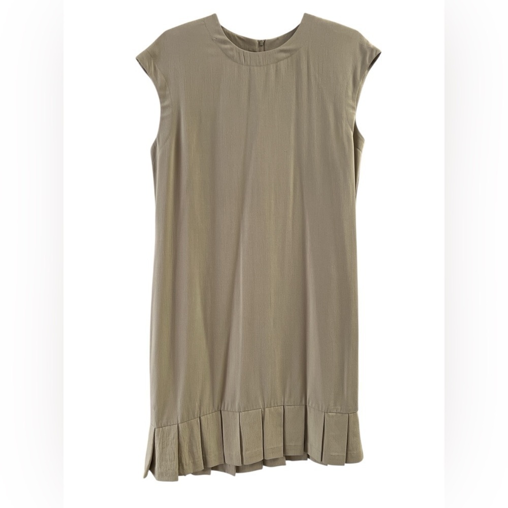 Vintage made in USA tan midi dress with ruffles